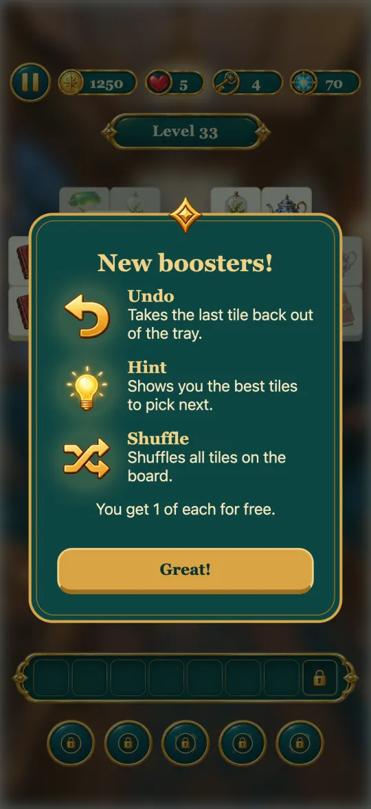 A tile level with teapots, umbrellas and top hats